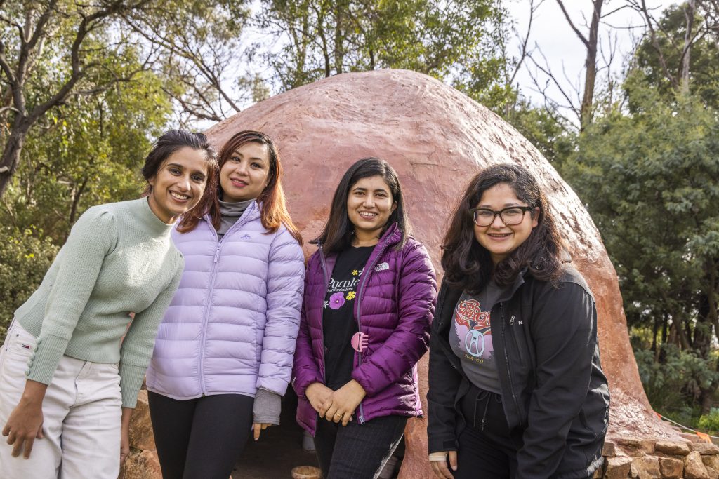 Sujita (right) pictured with other Nepali scholars at the cultural immersion tour in Mornington Peninsula in 2024.