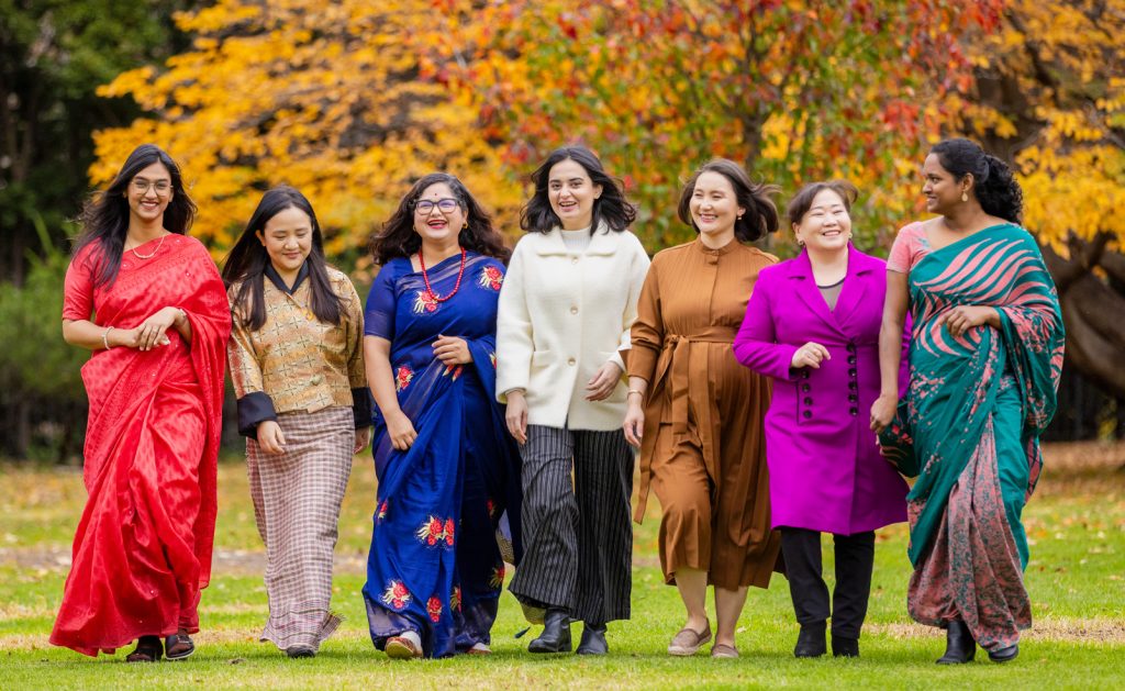 Sujita (third from left), with other Australia Awards female scholars from South Asia and Mongolia in Melbourne.