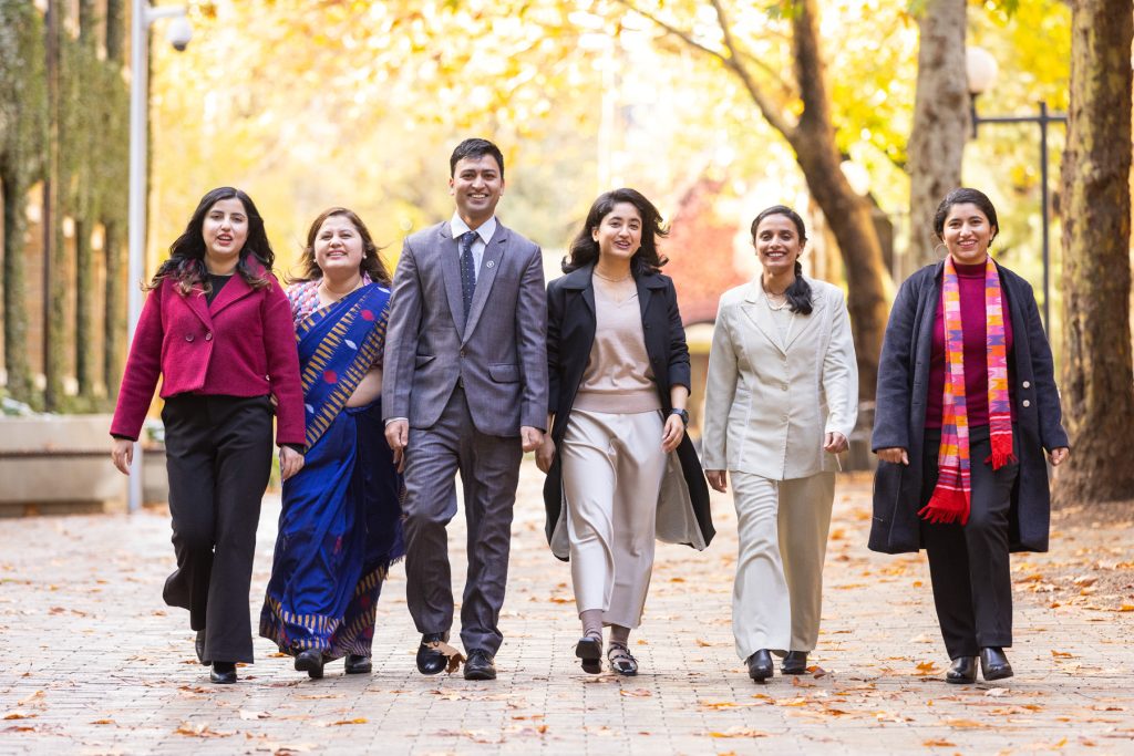 Lokendra (third from left) pictured with other Nepali scholars in Melbourne. 