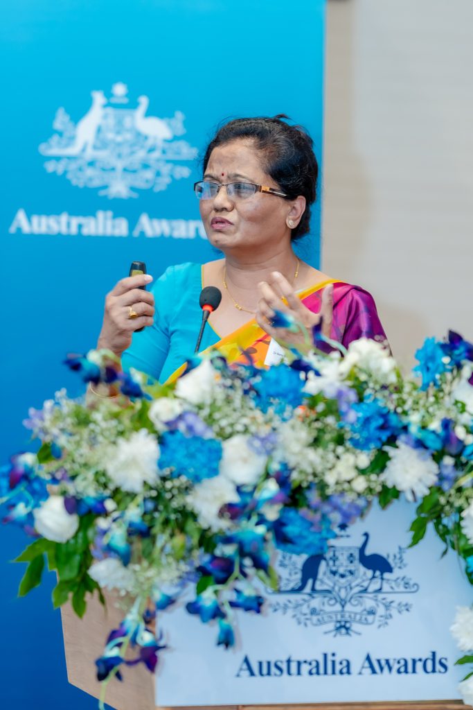 Dr Sanu Maiya Shrestha Pradhan delivering her presentation on menopause