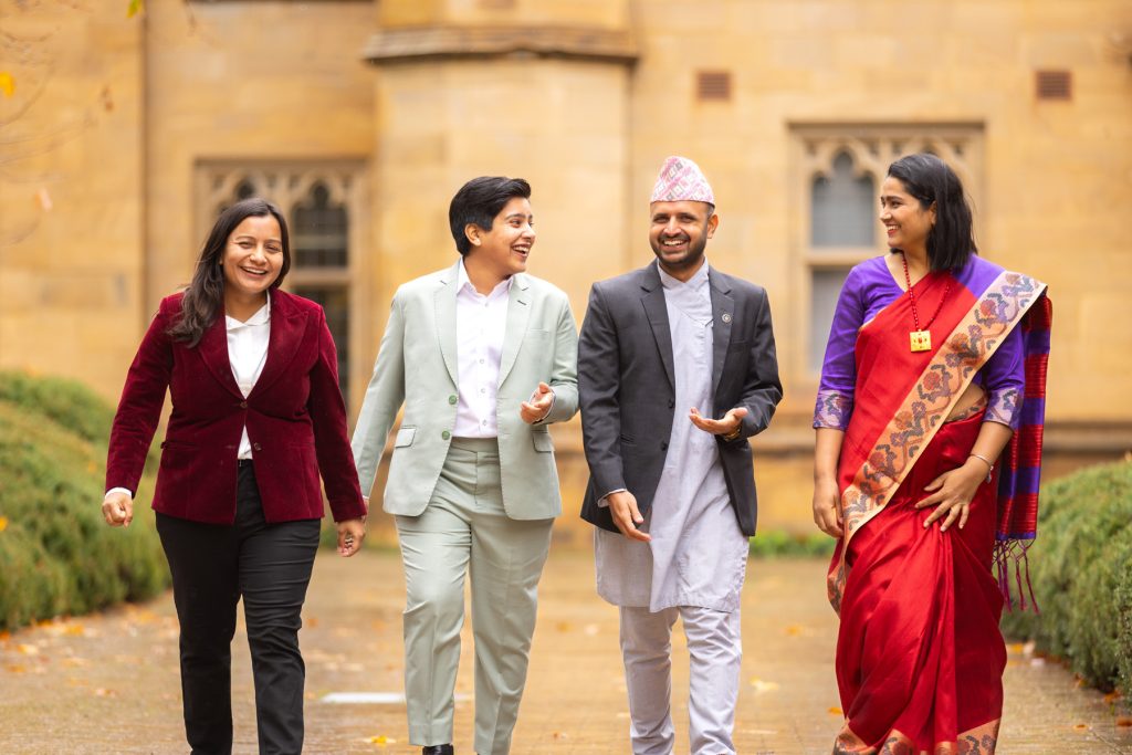 Shailee (second from left) pictured with other Australia Awards scholars from Nepal in Melbourne.