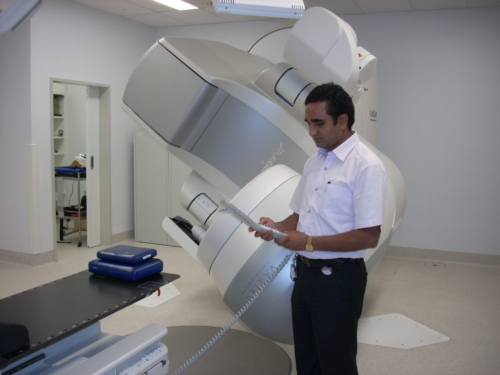 Rajeev testing equipment at the Royal North Shore Hospital in Sydney during his Fellowship in Australia.