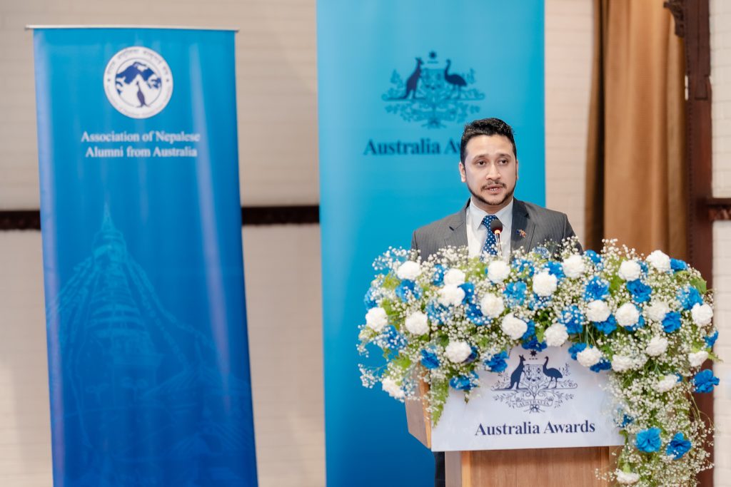 ANAA President Ananta Poudyal delivering his remarks. 