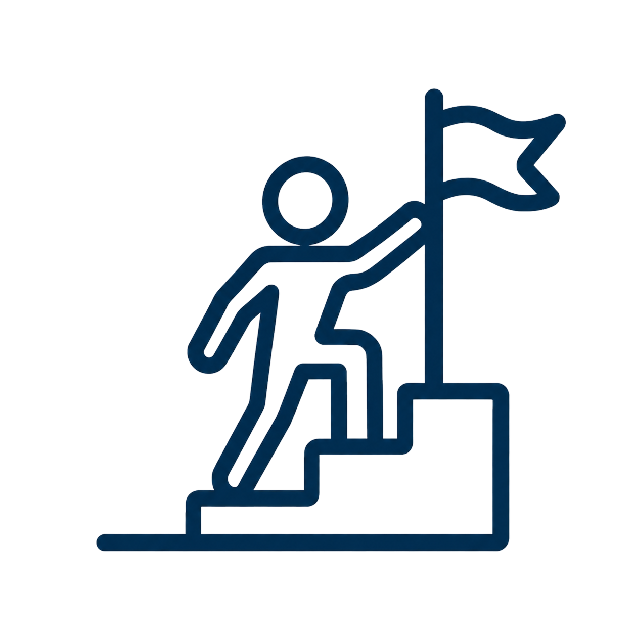Person climbing steps icon representing achievement of career goals